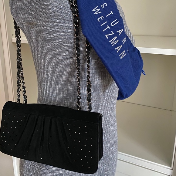 Stuart Weitzman Handbags - Stuart Weitzman Black Suede Purse with tiny stud details